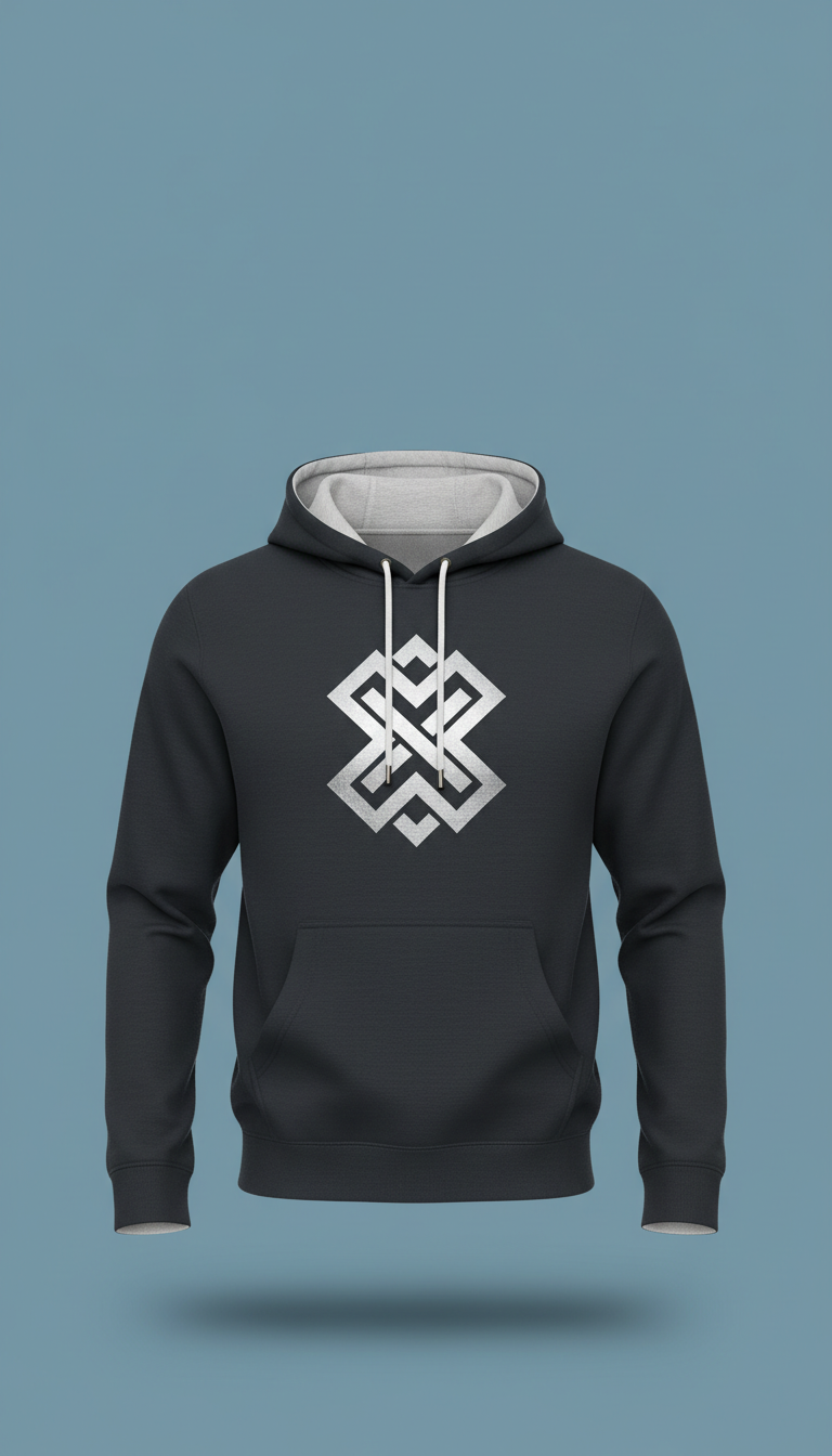 Hoodie With Silver Metallic Print