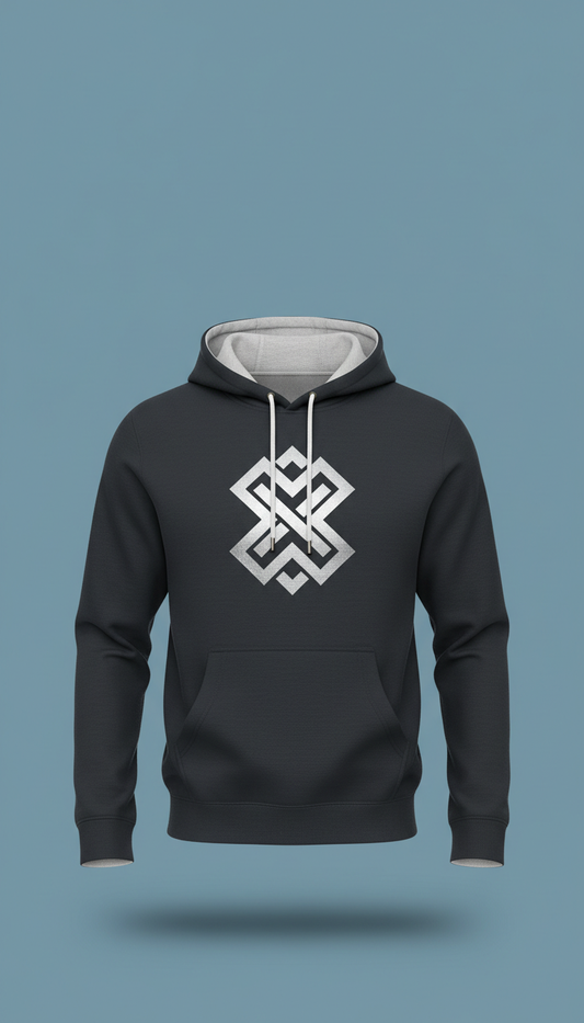 Hoodie With Silver Metallic Print